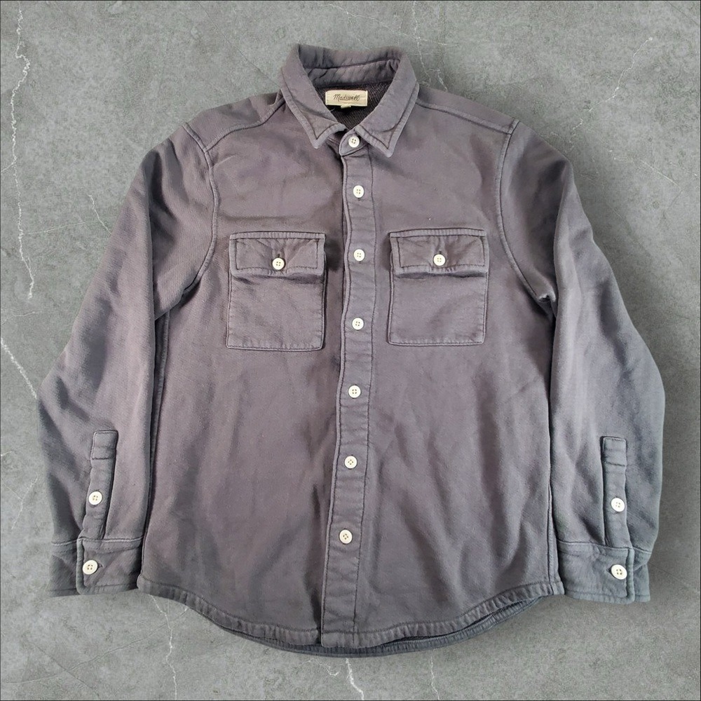 Madewell Shirt Mens Small Grey Button Up J Crew Garment Dyed Straight Hem Work